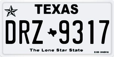 TX license plate DRZ9317