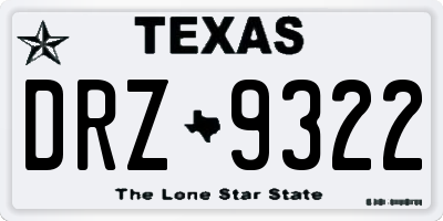 TX license plate DRZ9322