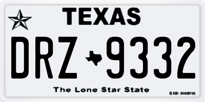 TX license plate DRZ9332