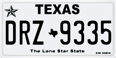 TX license plate DRZ9335