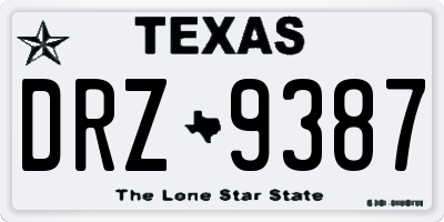 TX license plate DRZ9387