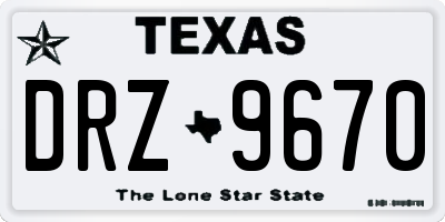 TX license plate DRZ9670