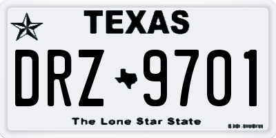 TX license plate DRZ9701