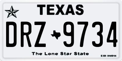 TX license plate DRZ9734
