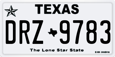 TX license plate DRZ9783