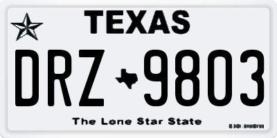 TX license plate DRZ9803