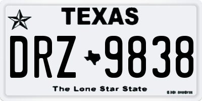 TX license plate DRZ9838