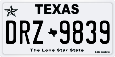 TX license plate DRZ9839