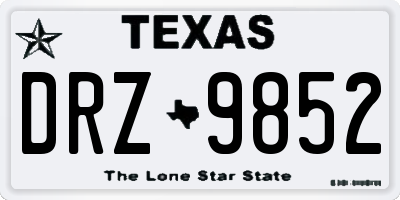 TX license plate DRZ9852