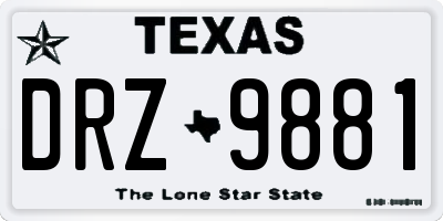 TX license plate DRZ9881