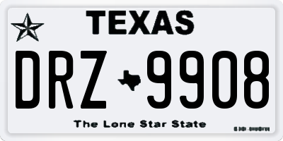 TX license plate DRZ9908