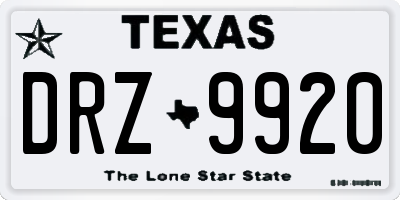TX license plate DRZ9920