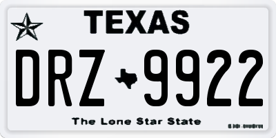 TX license plate DRZ9922