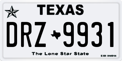 TX license plate DRZ9931