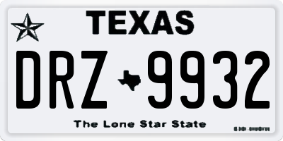 TX license plate DRZ9932