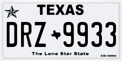 TX license plate DRZ9933