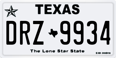 TX license plate DRZ9934