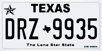 TX license plate DRZ9935