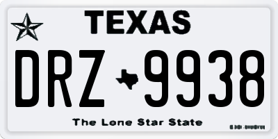 TX license plate DRZ9938
