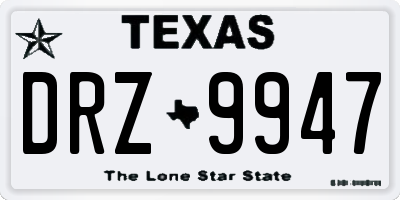 TX license plate DRZ9947