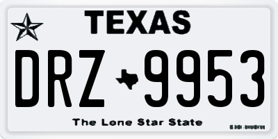 TX license plate DRZ9953