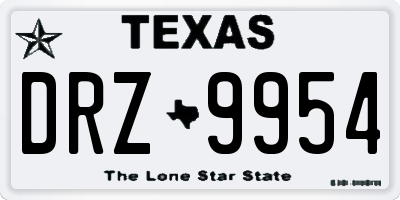 TX license plate DRZ9954