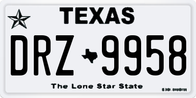 TX license plate DRZ9958