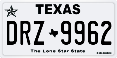 TX license plate DRZ9962