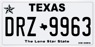 TX license plate DRZ9963