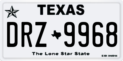 TX license plate DRZ9968