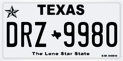 TX license plate DRZ9980