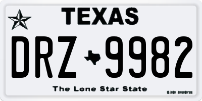 TX license plate DRZ9982