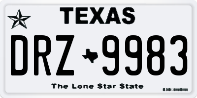 TX license plate DRZ9983