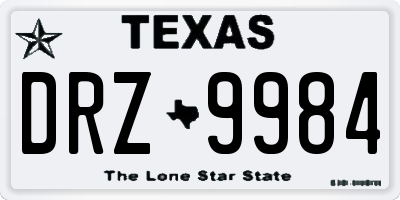 TX license plate DRZ9984