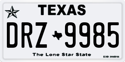 TX license plate DRZ9985