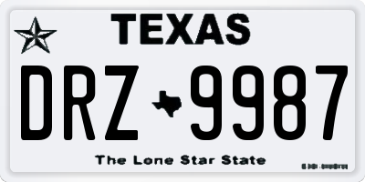 TX license plate DRZ9987