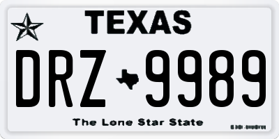 TX license plate DRZ9989