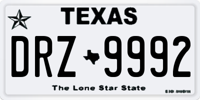 TX license plate DRZ9992