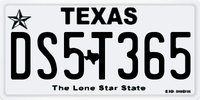 TX license plate DS5T365