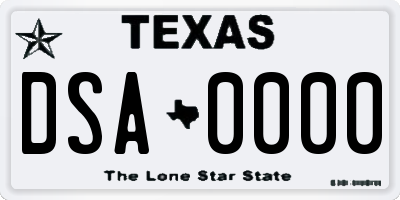 TX license plate DSA0000