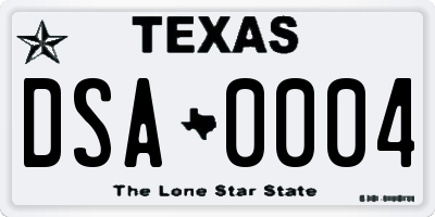 TX license plate DSA0004