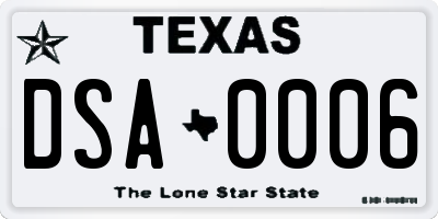 TX license plate DSA0006