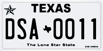 TX license plate DSA0011