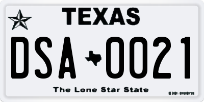 TX license plate DSA0021
