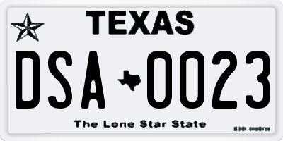 TX license plate DSA0023