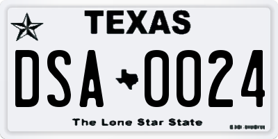 TX license plate DSA0024