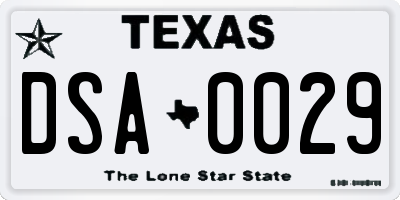 TX license plate DSA0029