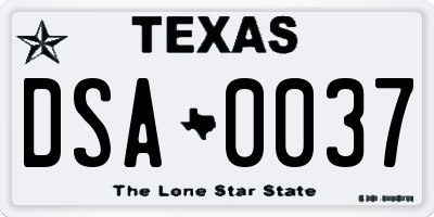 TX license plate DSA0037