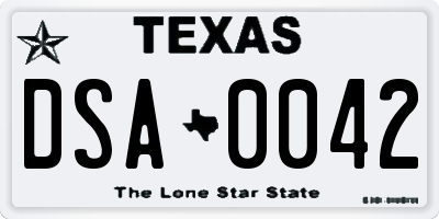 TX license plate DSA0042