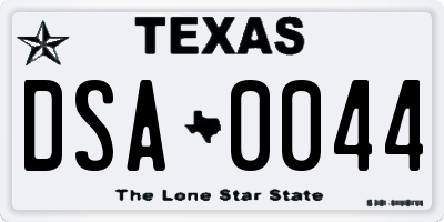 TX license plate DSA0044